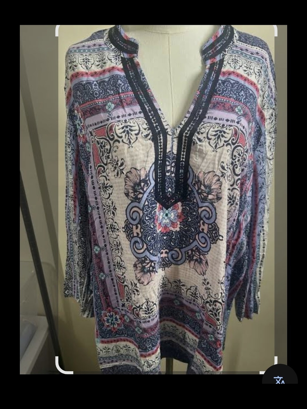 Charter Club Navy, Cream & Pink V-Neck Tunic